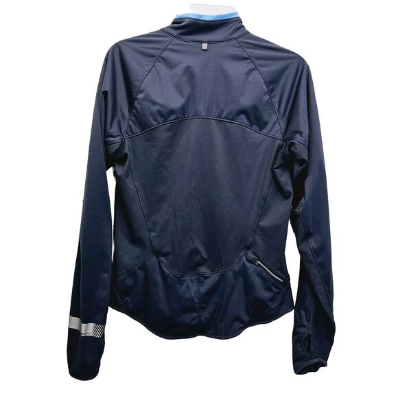 Nike‎ Jacket Women's Medium Blue Dri Fit Reflector Strips Full Zip Thumb Hole - Picture 2 of 9